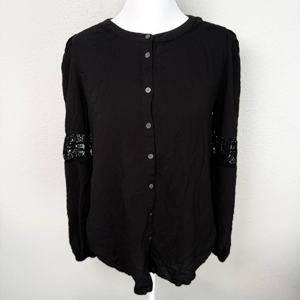 Black Button-Up Women's Top